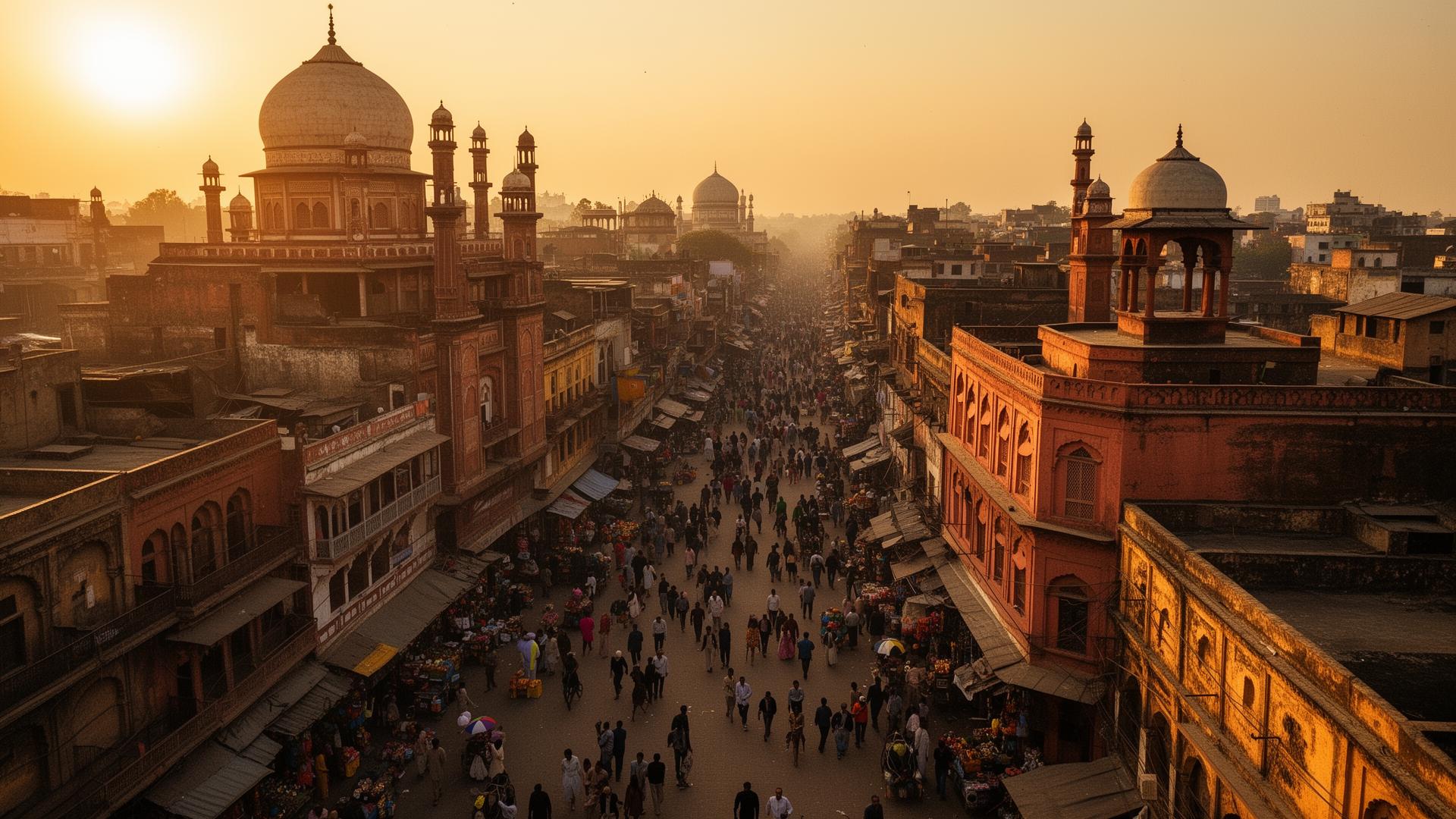 Chandni Chowk at golden hour